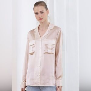 Soft blush pink 100% silk shirt